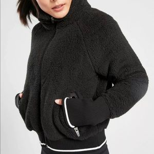 Athleta Black Sherpa Zip-Up Jacket